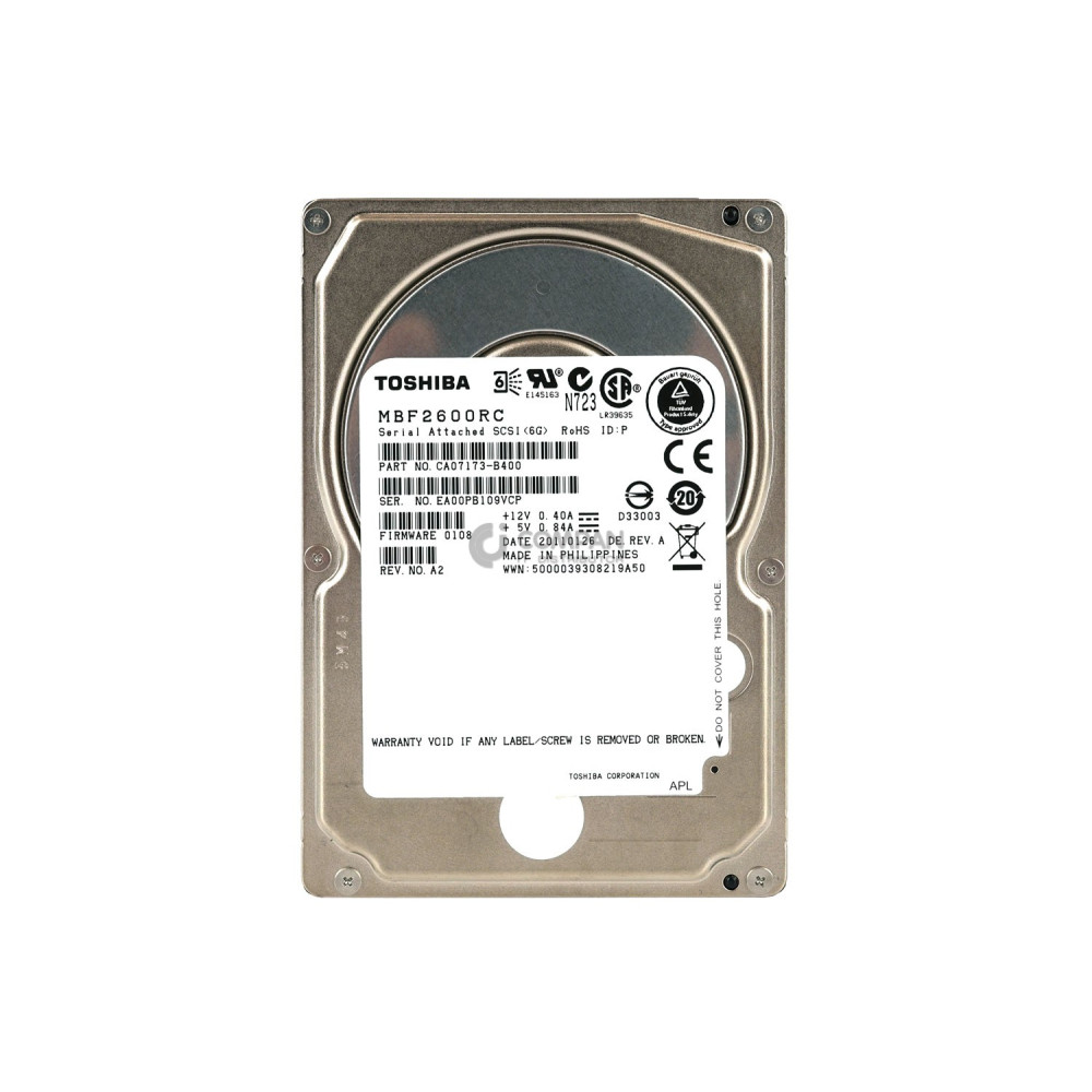 MBF2600RC TOSHIBA HARD DRIVE 600GB 10K 6G 2.5 SAS CA07173-B400